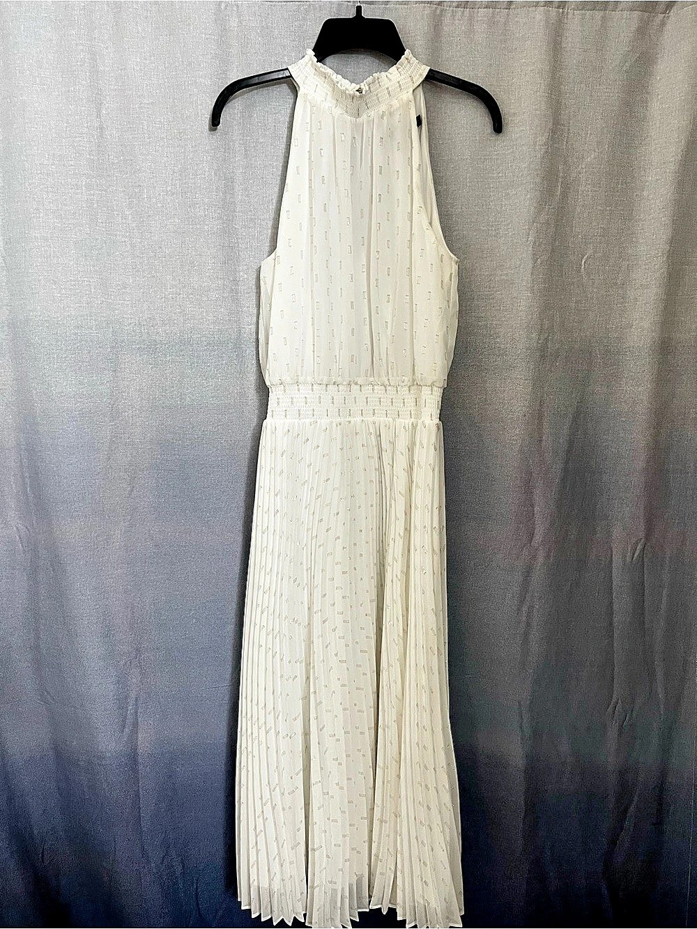 White House Black Market Pleated Halter Maxi Dress White Size 6